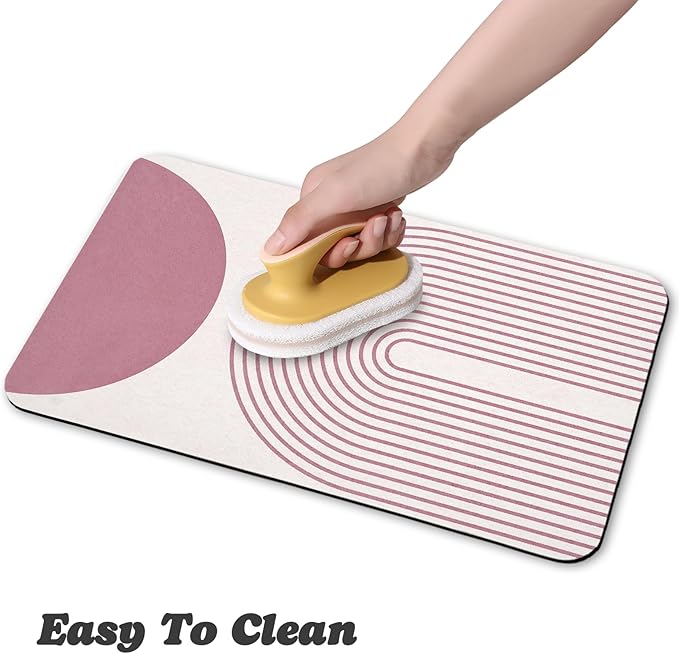 Dog Food Mats for Floors Waterproof, Cat Water Bowl Mats Pet Feeding Absorbent Mat Placemats for Food and Water Pink Bohemia 17 * 30 inch