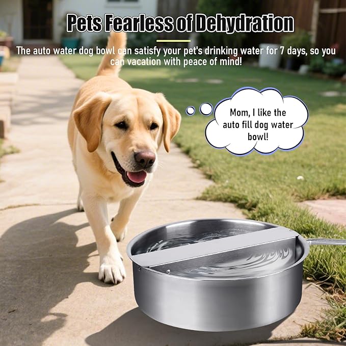 Automatic Dog Water Bowl Dispenser Large Breed Stainless Steel Auto Fill Dog Waterer with Float Valve Livestock Water Trough for Large Dogs Cats Chicken Livestock