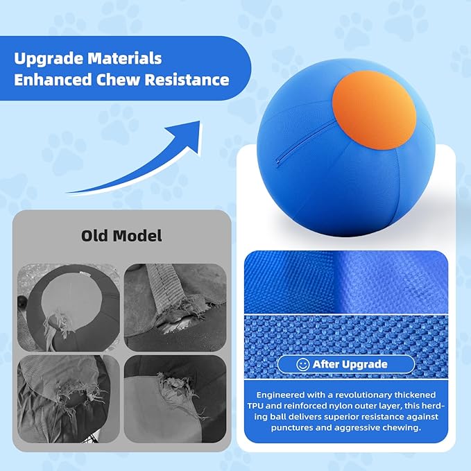 ZIDA 18" Herding Ball for Dogs and Horses - Upgraded Chew Material Dual-Layer Durable Dog Toy Agility Equipment for Australian Shepherds,Cattle,Border Collies,Small/Medieum Breeds