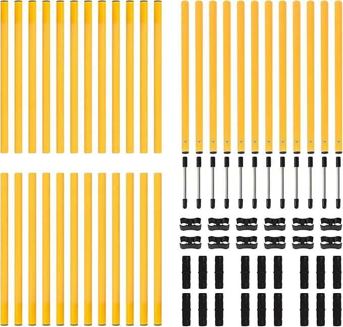 TNZMART 2.6 FT Dog Agility Obstacle Course Backyard Set Wave Poles and Adjustble Hurdles Training Exercise Equipment for Dogs (Pack of 6 Yellow)