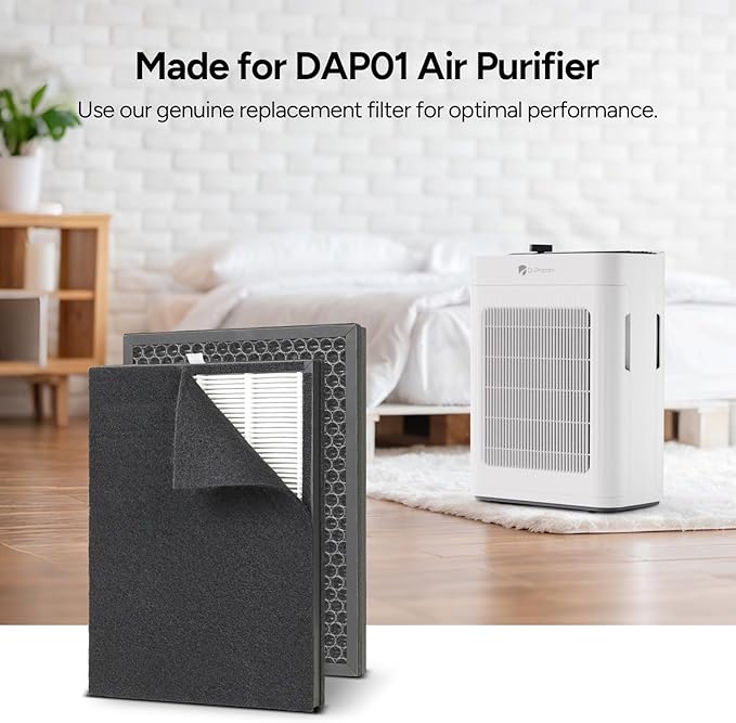 Dr.Prepare Filter Replacement for DAP01 Air Purifier, 2 Pack, 3-Stage HEPA Filter with Washable Pre-Filter and Activated Carbon