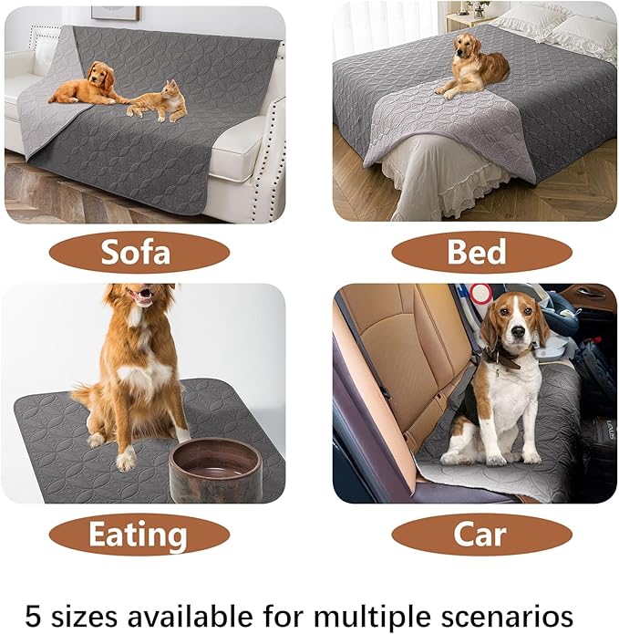 Waterproof Dog Blanket, 68x82 inches Pet Couch Covers for Sofa, Bed Furniture Protector from Dogs Washable and Reversible-Lightgrey+Darkgrey