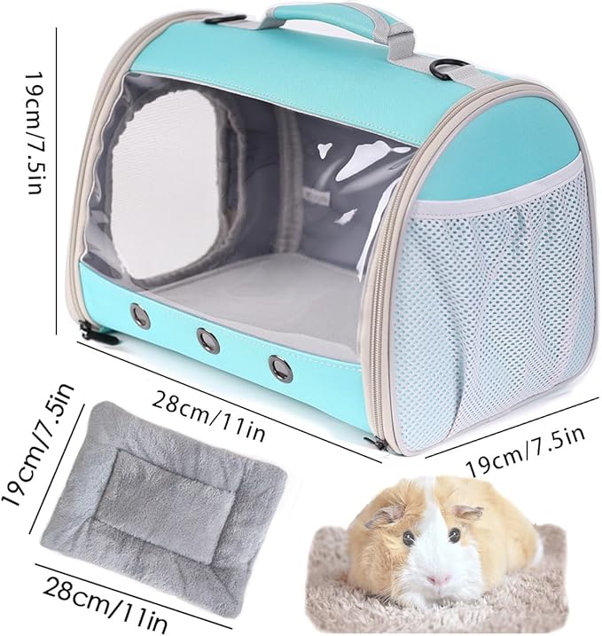 Bearded Dragon Travel Carrier Backpack,Lizard Backpack Carrier,Space Capsule Clear Bubble Window Astronaut Reptile Carrier Backpack for Guinea Pig,Sugar Glider,Bunny (Green, TPU Carrier+MAT)