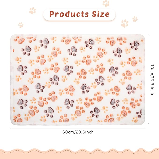 Tegeme 8 Pcs Fleece Dog Blankets for Small Dogs Cat Soft Coral Velvet Warm Sleep Mat Fluffy Dog Paw Print Blanket for Kitten Doggy Small Animal(24 x 16 Inch,White)