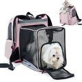 Expandable Pet Carrier, Airline-Approved Foldable and Detachable Backpack, Fits 13lbs Cat&11lbs Small Puppy Dog, for Car Travel,Camping and Emergency Transportation and Shelter (Pink)