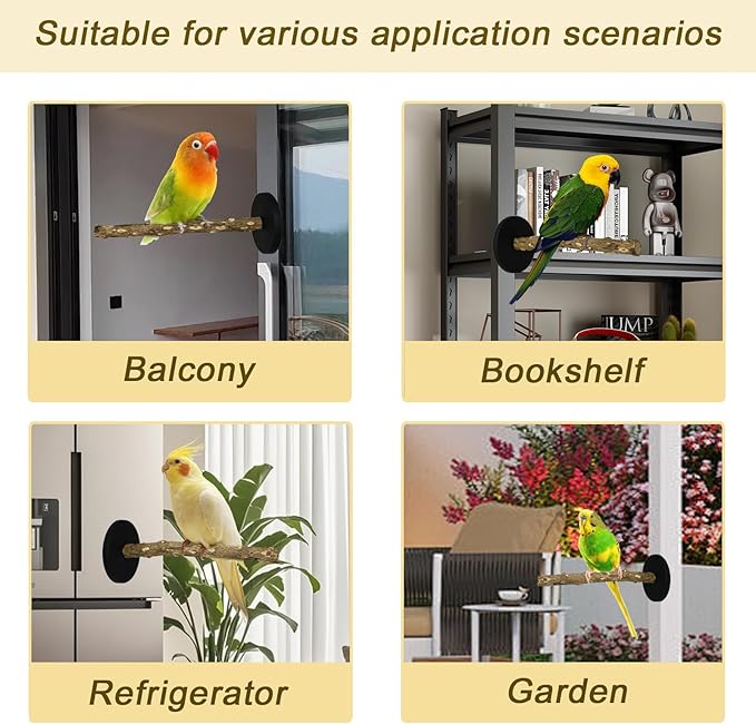 ASOCEA Bird Perch Bird Stand with Magnet,Portable Parrot Training Stick Natural Wood for Parrots,Parakeet,Lovebird,Cockatiels,Budgies-Strong Magnet Mount for Any Iron Surfaces