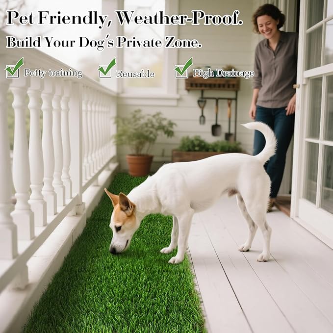 XLX TURF Interlocking Fake Grass Tiles for Dogs Potty - Pets Friendly Artificial Grass for Dog Kennel Outdoor Patio Balcony & Home Decor, 12"x12" 9 Pack