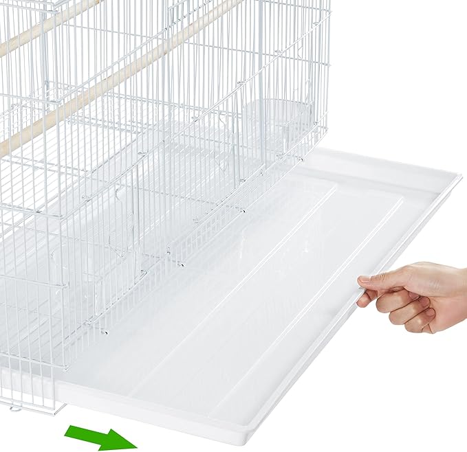Yaheetech 30‘’ Flight Bird Cage Stackable Design for Small and Medium Birds with Slide Out Tray and Bottom Grate Budgies Cockatiels Lovebirds Canaries Parakeet Cage, White