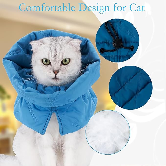 Cat Recovery Collar, Soft Adjustable Cat Cone Alternative, Lightweight Waterproof Fasteners Collars for Cats Kittens Puppies, After Surgery Stop Licking, Skin Protectionor or Post-Surgery.