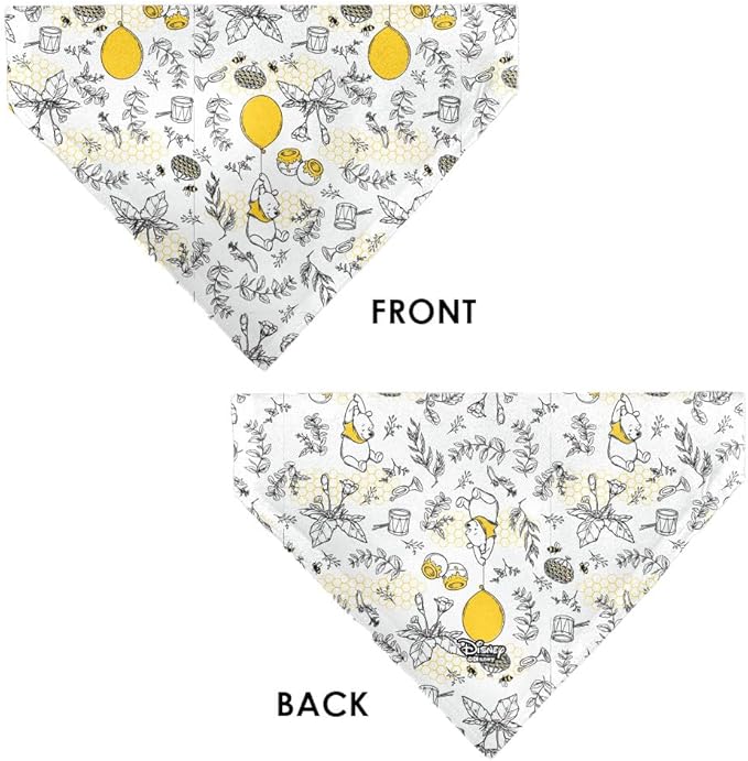 Disney Pet Bandana Winnie The Pooh Balloon Pose and Foliage Collage Slip On Collar Bandana Only