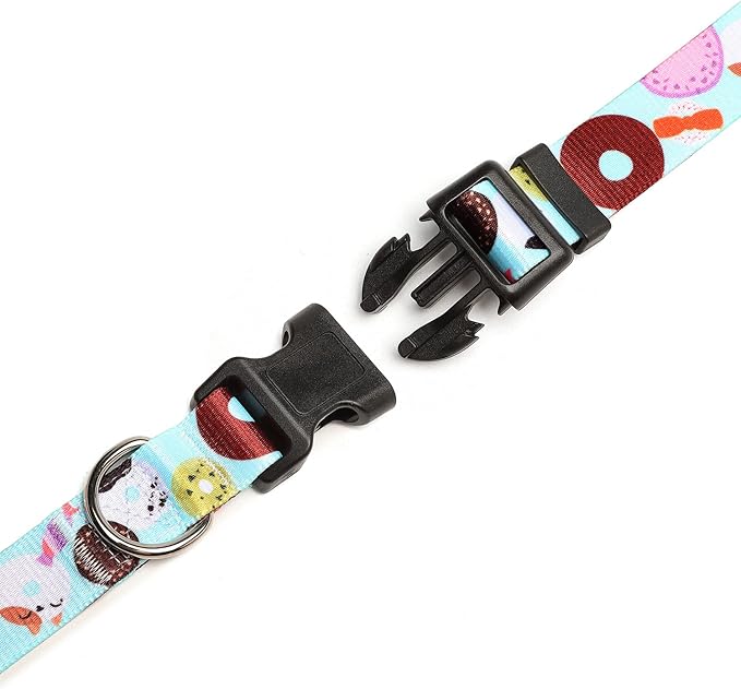 Mercano Adjustable Dog Collar - Special Design Patterns, Soft Nylon Comfortable Sturdy Pet Collar for Small Medium Large Dogs (M, Blue Cookie)