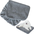 Dog Bed Covers Soft Plush Replacement Washable, Waterproof Pet Mattress Bed Liner Grey 44x32 Inches, for Dog/Cat, Cover Only