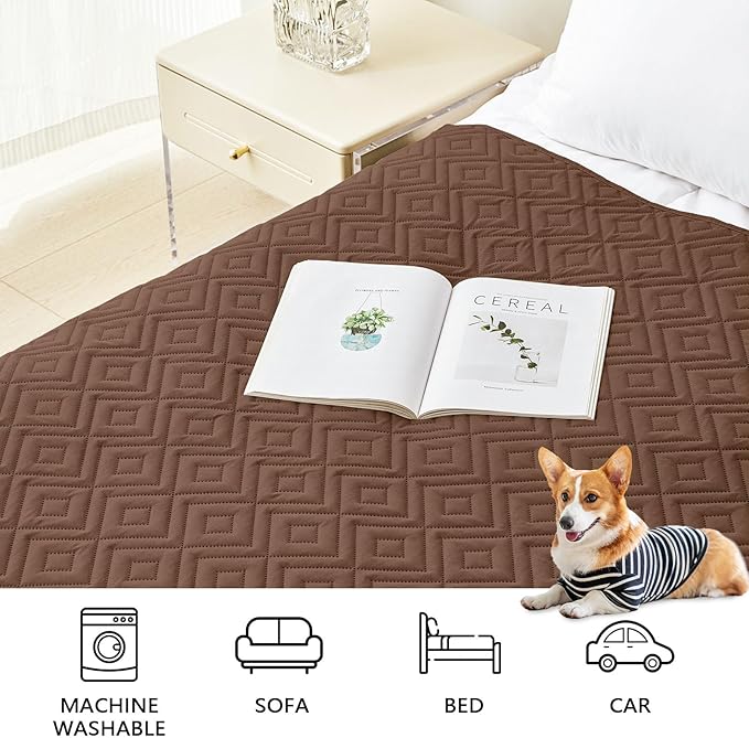 hyha Waterproof Dog Blanket, Soft Dog Bed Cover Pet Blankets, Waterproof Sofa Couch Cover for Dogs Washable, Reversible Pet Couch Covers for Sofa Furniture (82x102 Inch, Brown/Brown)