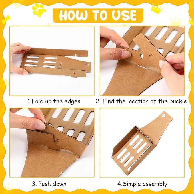 30 Pcs Disposable Cat Litter Scoops 8.3x3.3 Inch Portable Kitty Litter Scooper with Holder Shovel Cardboard Plastic Free Litter Scoop with Holes for Travel Cat Litter Box