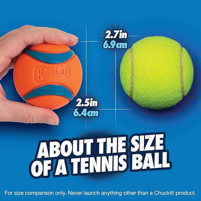 Chuckit! Ultra Ball Dog Toy - Medium Bouncy Fetch Balls for Dogs 20-60 lbs - Made from Durable Rubber - Floating Water Pet Toys - Size Medium - 2.5-inch Diameter -,2 Count (Pack of 4)