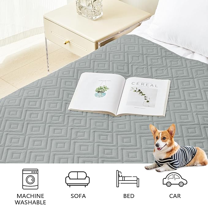 hyha Waterproof Dog Blanket, Soft Dog Bed Cover Pet Blankets, Waterproof Sofa Couch Cover for Dogs Washable, Reversible Pet Couch Covers for Sofa Furniture (40x70 Inch, Grey/Beige)