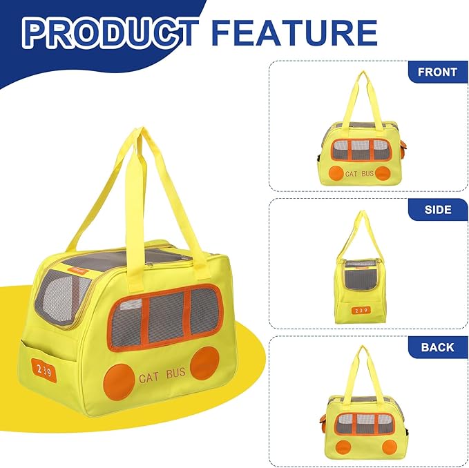 Pet Backpack Carrier, Portable and Ventilated, Oxford Cloth, Dogs Cats and Small Animals Travel Bag 16.93", (Yellow, 1 Pcs), Intended for Hiking/Camping/Traveling