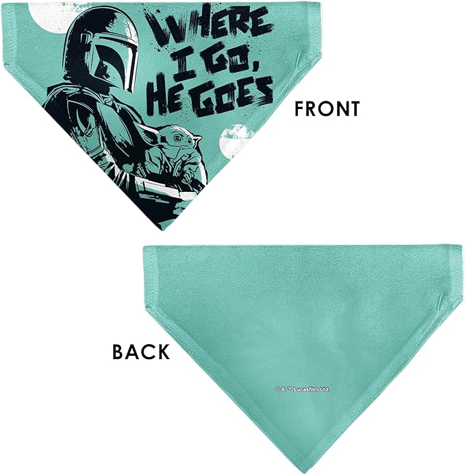 Star Wars Pet Bandana Star Wars Madalorian and Grogu Where He Goes I Go Pose Blue Slip On Collar Bandana Only
