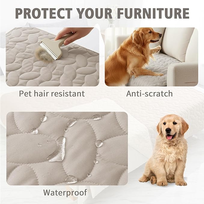 Ameritex Waterproof Pet Bed Cover Anti-Slip Dog Bed Blanket for Sofa and Furniture Waterproof New Pattern Design (Khaki, 30x90 Inch (Pack of 1))