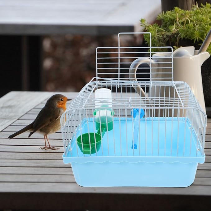 BESPORTBLE Portable Bird Travel Carrier Cage with Perch Food Box Waterer Transparent Bird Parrot Carrier Cage