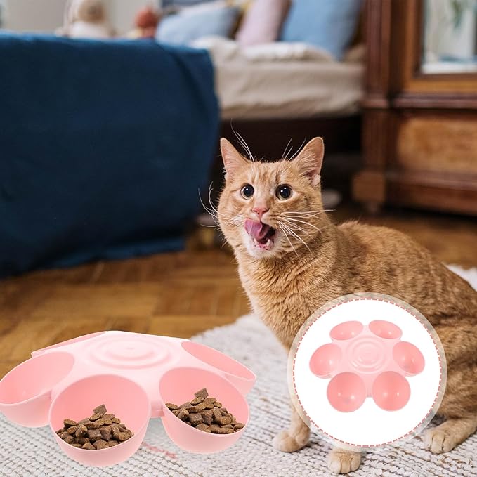 Multipurpose Flowers Pet Feeding Bowl 14.17 Inch Plastic Cat Feeder Dog Treats Dispenser Indoor Smooth Surface Easy to Clean
