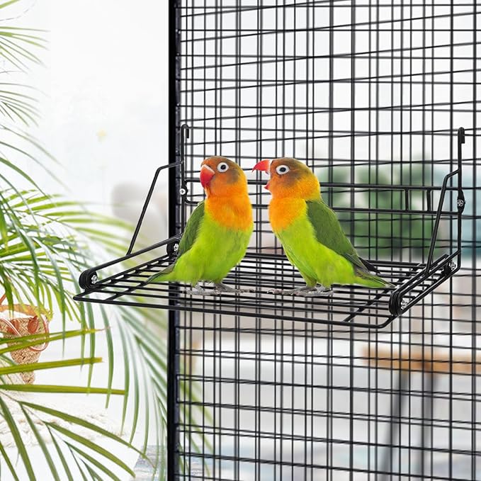 Okllen Bird Perch Stand, Bird Cage Platform Wire Patio Sundeck Playground for Parrots Cockatiels and Small Birds, 12" Lx8 W