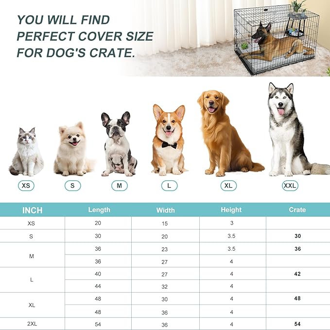 Explore Land Waterproof Dog Bed Cover Machine Washable Fluffy Dog Bed Replacement Cover for 54 Inch Crate, 54Lx36Wx4H inch, Gray