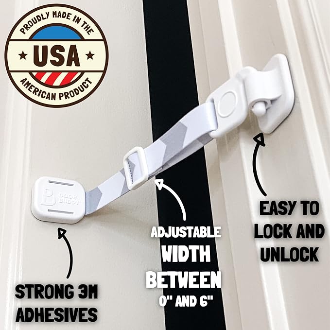 Door Buddy Pet Door Latch for Cats - Grey. Adjustable Cat Door Strap. Dog Proof Litter Box & Feeding Station Without Pet Gate. Most Customizable Cat Door Holder for Interior Door.
