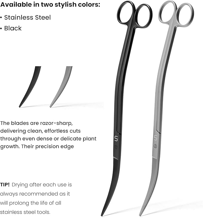 UNS Aquascaping Tools - Stainless Steel, Rust Resistant, Freshwater Planted Tank, Saltwater Reef Aquarium Maintenance Accessory - Trimming Stems & Carpets, Coral Cutting - Wave Scissors, Black