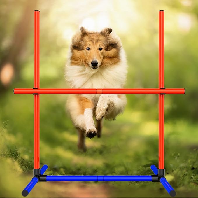 Dog Agility Training Equipment, Dog Obstacle Course Training Starter Kit Pet , Jump Pole, Jump Ring, Pause Box,Storage Bag,Dog Agility Course,Dog Hurdles,Dog Jumps,Outdoor or Indoor Game(3-Sets)