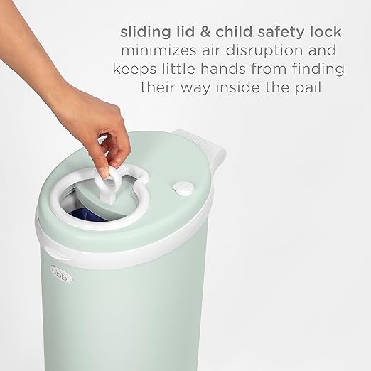 Ubbi Steel Diaper Pail, Odor Locking, No Special Bag Required, Award-Winning, Registry Must-Have, Sage Green