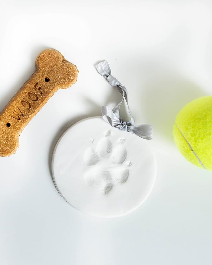 Pearhead Pet Paw Print Keepsake Ornament Kit, Memorial Clay Paw Impression for Dogs & Cats, DIY Hanging Pet Memorial with Ribbons, Pet Keepsake Gift