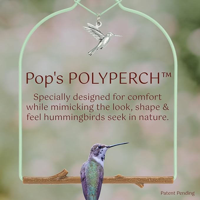 Pop's Birding Hummingbird Swing, USA Made Original Charm Humming Bird Swing for Outdoor, Vintage Copper, 1ct