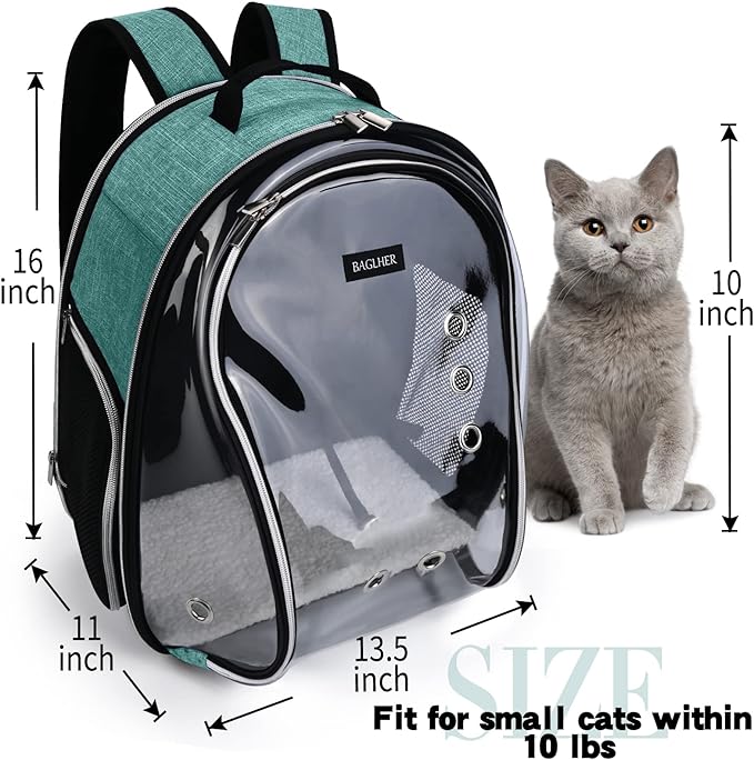 BAGLHER Cat Carrier Backpack Bubble - Fit Up to 18 Lbs - Airline-Approved Dog Backpack Carrier for Small Pets Puppies Dogs Bunny, Space Capsule Dog Carrier Backpack for Travel Outdoor Hiking, Green
