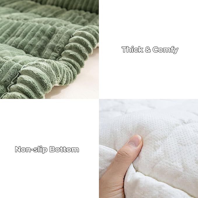 FUNNY FUZZY Pet Couch Covers for Sofa, Washable Dog Couch Cover Protector for Dogs, Flannel Couch Covers for Dogs Pet Friendly Pets Mat Bed Sofa Cover (Dark Green, 27.6"×82.7")