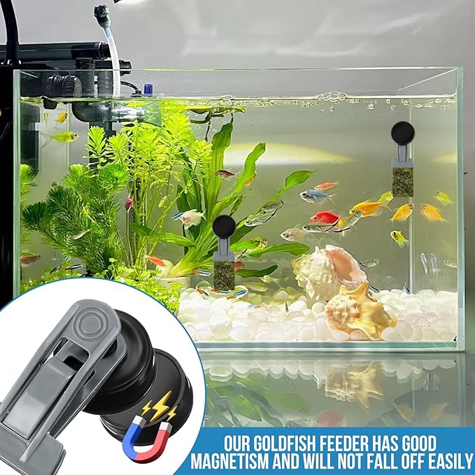 2Pcs Goldfish Feeder, Saltwater Aquarium Accessories Supplies Algae Magnet Seaweed Feeder Aquarium Magnetic Clips, Fish Tank Feeding Ring Suitable for Aquatic Pets