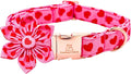 Lionheart glory Valentine's Day Dog Collar with Flower Dog Collar for Large Dogs, Soft Adjustable Hearts Dogs Collars Spring Pet Collars Flower Puppy
