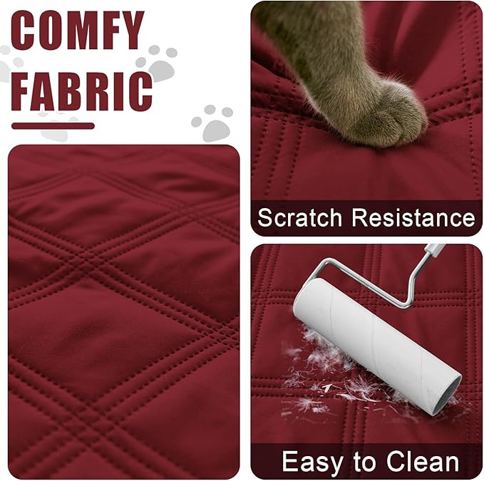 Smiry Waterproof Dog Bed Cover Blanket 40x70, Soft Reversible Pet Blanket, Washable Leakproof Cats Dogs Couch Cover for Sofa, Couch, Furniture, Wine Red/Beige