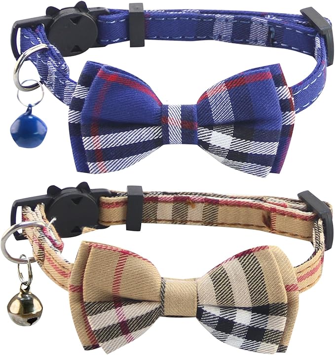 SuperBuddy Cat Collars Breakaway with Bell - 2 Pack Cat Safety Collars for Boys & Girls - Safety Buckle Kitten Collar for Pet Supplies,Stuff,Accessories