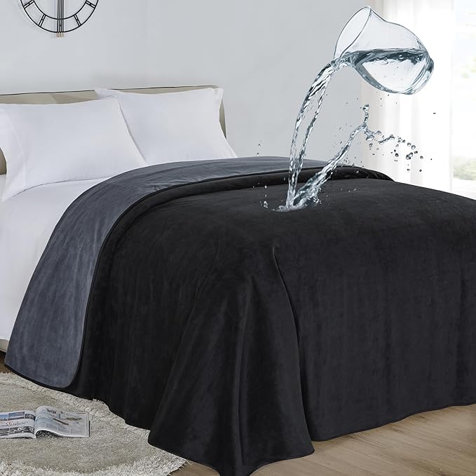 Softan Waterproof 100% Leak Proof Blanket for Baby Adults Pets Dogs Cats, Pee Proof, 3 Layer Protector for Bed, Sofa Couch and Other Furniture, 90"x90", Charcoal | Black, Reversible Lightweight