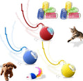 3-Pack Interactive Cat Toys Ball for Indoor Cats＆Dog,Automatic Cat Toy 360° Auto-Rotation Smart Obstacle Avoidance,Includes 8 Cat Spiral Spring,Cat Enrichment Toys for Indoor Cats