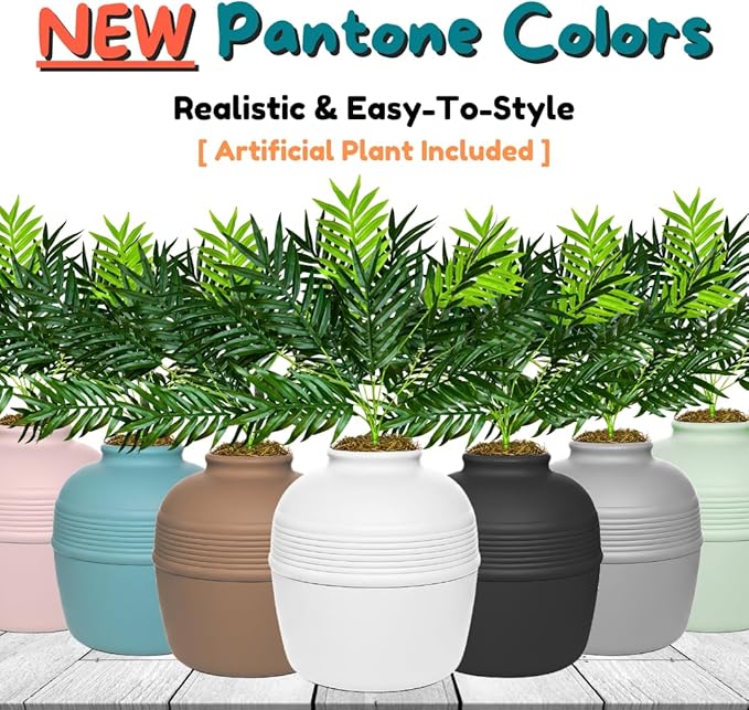 Good Pet Stuff Hidden Litter Box Planter, Decorative Cat Litter Enclosure with Carbon Filter, Artificial Plant, Easy Clean, Improved Design, Round Style, Base Kit, Classic White