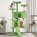 54” Cat Tree Tower for Indoor Cats - Multi-Level Playhouse with Sisal Scratching Posts, Condo, Perch & Hanging Toy - Tall Cat Furniture Activity Center (Green)