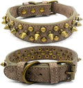 Spiked Dog Collar Soft Pu Leather Mushrooms Rivet Spike Studded Puppy Adjustable Pet Collars for Small Breeds (L, Grey1)