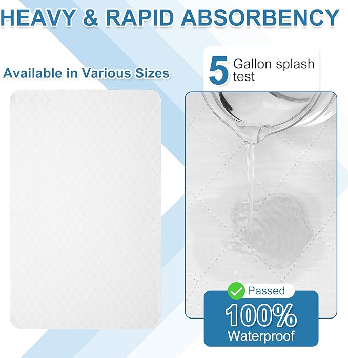 OUTCREATOR® Washable Bed Pads 34" x 36" (Pack of 4), Incontinence Mattress Protector, Anti-Slip Waterproof Underpads for Adults Kids Elderly Pets, Absorbency & Reusable Bedwetting Pads (White)