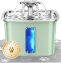 Veken Innovation Award Winner Stainless Steel Cat Water Fountain, 108oz/3.2L Automatic Pet Fountain Dog Water Dispenser with Replacement Filters & Silicone Mat for Cats, Dogs (Tea Green)