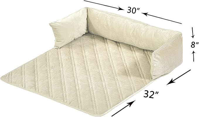 Brilliant Sunshine Premium Calming Dog Bed Mat, Silky Velvet, Removable Washable Cover, Cushion Protector and Couch Covers for Dogs, Pets, Cats, Medium, Beige Natural