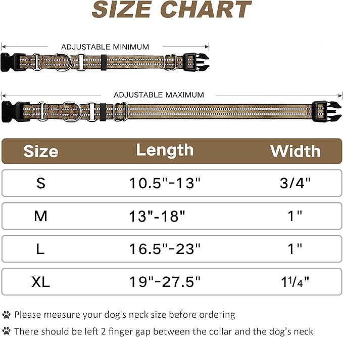 Martingale Dog Collar, Adjustable Nylon Reflective Collar with Buckle No Pull Dog Collar for Small Medium Large Dogs (ArmyGreen L)