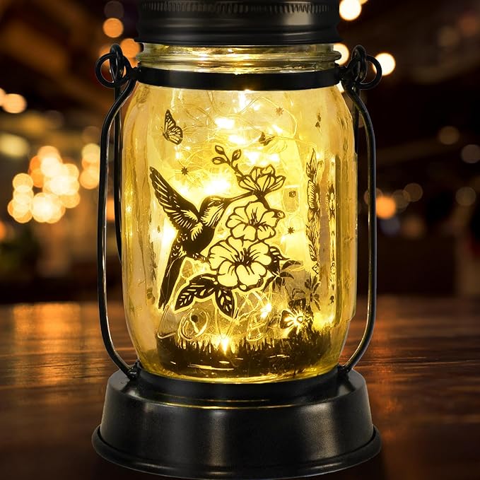 Solar Lanterns Outdoor Garden Decor Valentine's Day Gifts for Women Hummingbird Gift for Women Mom Grandma Sister Birthday, Hanging Solar Light Home Decor for Yard, Patio,Backyard,Porch,Torch