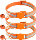 3 Pack Reflective and Breakaway Cat Collars with Bells，Adjustable Kitten Collars from 7.5 to 12.5 Inches, Ideal of Kitten Collar, Suitable for Girls and Boys (Orange)
